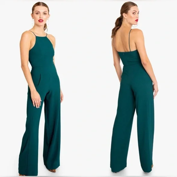 NWOT BLACK HALO Joaquin Wide Leg Jumpsuit In Green. Size 6